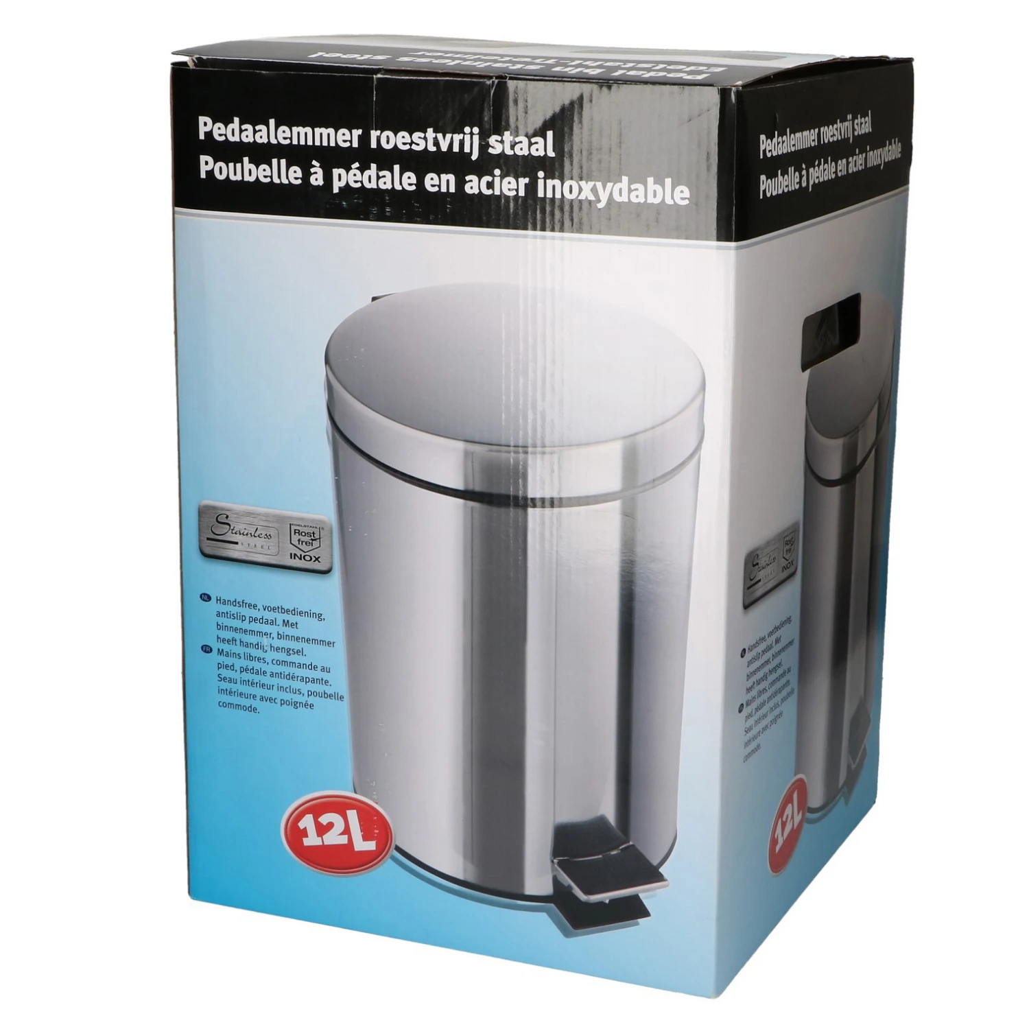 Pedaalemmer RVS 12 Liter Incl Binnenemmer 3 Pedaalemmer RVS 12 Liter Incl Binnenemmer