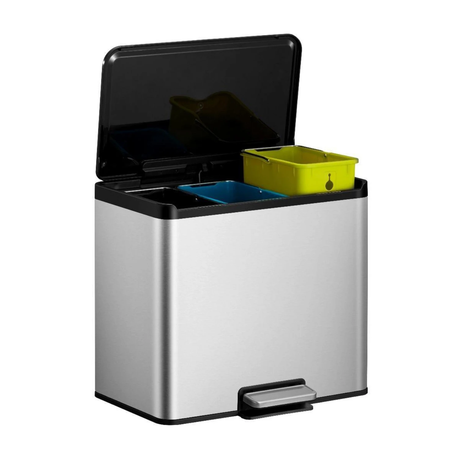 EKO Essential Recycling Pedaalemmer 3 X 9 Litermat RVS 4 EKO Essential Recycling Pedaalemmer 3 X 9 Litermat RVS - Afbeelding 2