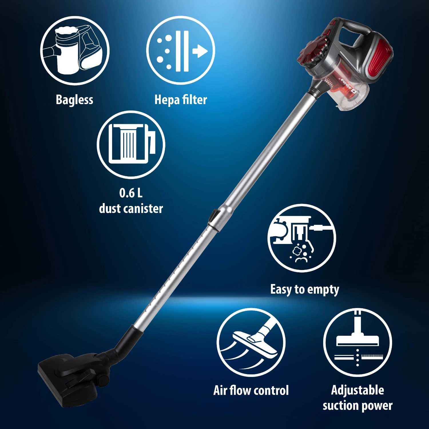 Alpina Steel Stofzuiger 3-in-1 Met Snoer 600W 4 Alpina Steel Stofzuiger 3-in-1 Met Snoer 600W - Afbeelding 2