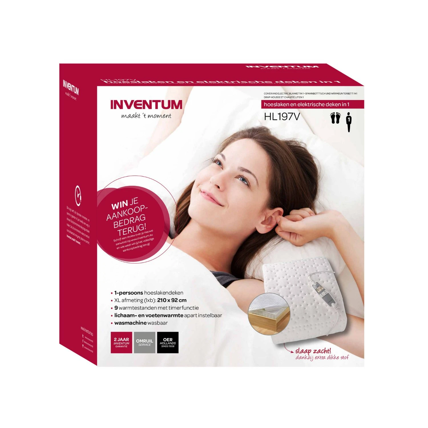 Inventum Elektrische Onderdeken HL197V 210 X 92cm60W 4 Inventum Elektrische Onderdeken HL197V 210 X 92cm60W - Afbeelding 2