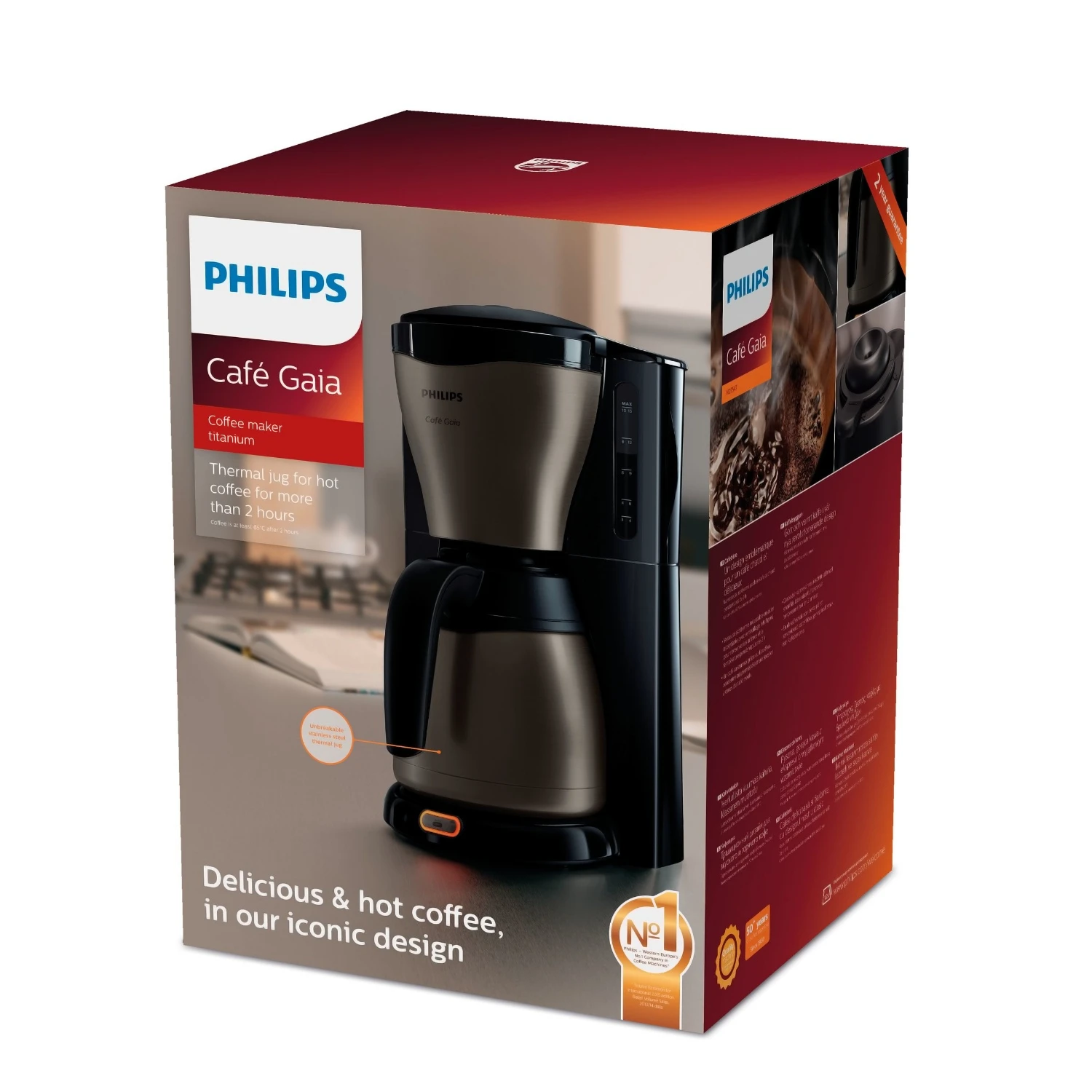 Philips Café Gaia Koffiezetapparaat HD7547/80 Met Thermische Kan 5 Philips Café Gaia Koffiezetapparaat HD7547/80 Met Thermische Kan - Afbeelding 3